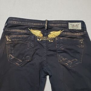 Robin's Jeans Gold And Black Fade Gold Wings Womens Sz 30 Skinny